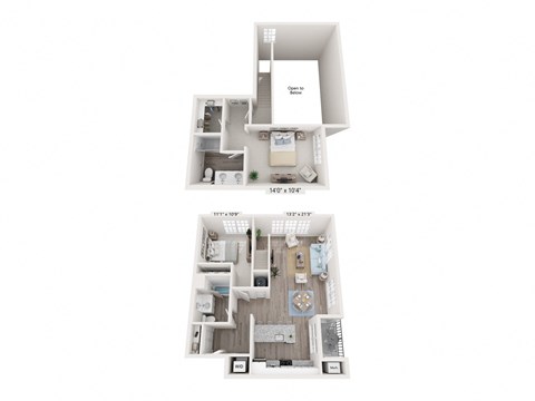 Floor plan for 2 beds, 2 baths, 1256 sqft